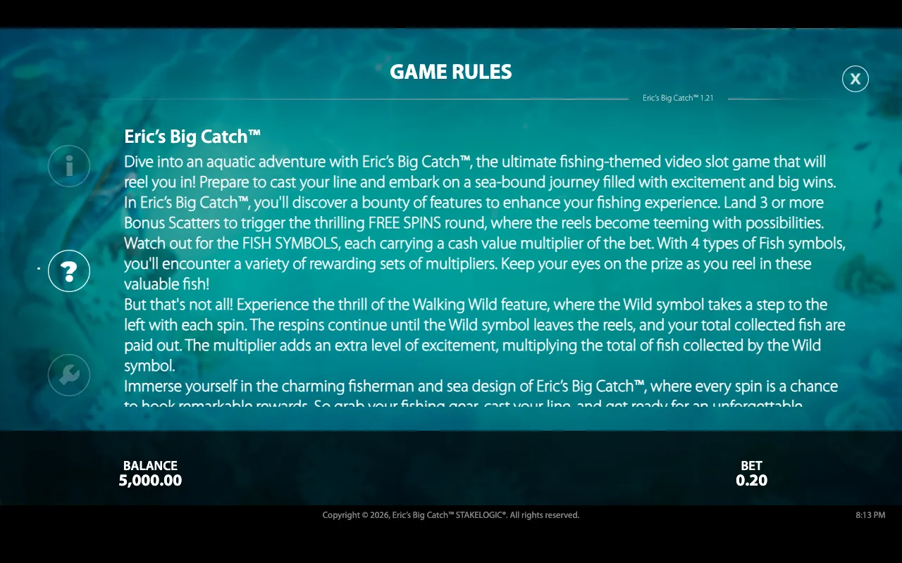 Game rules — Erics Big Catch
