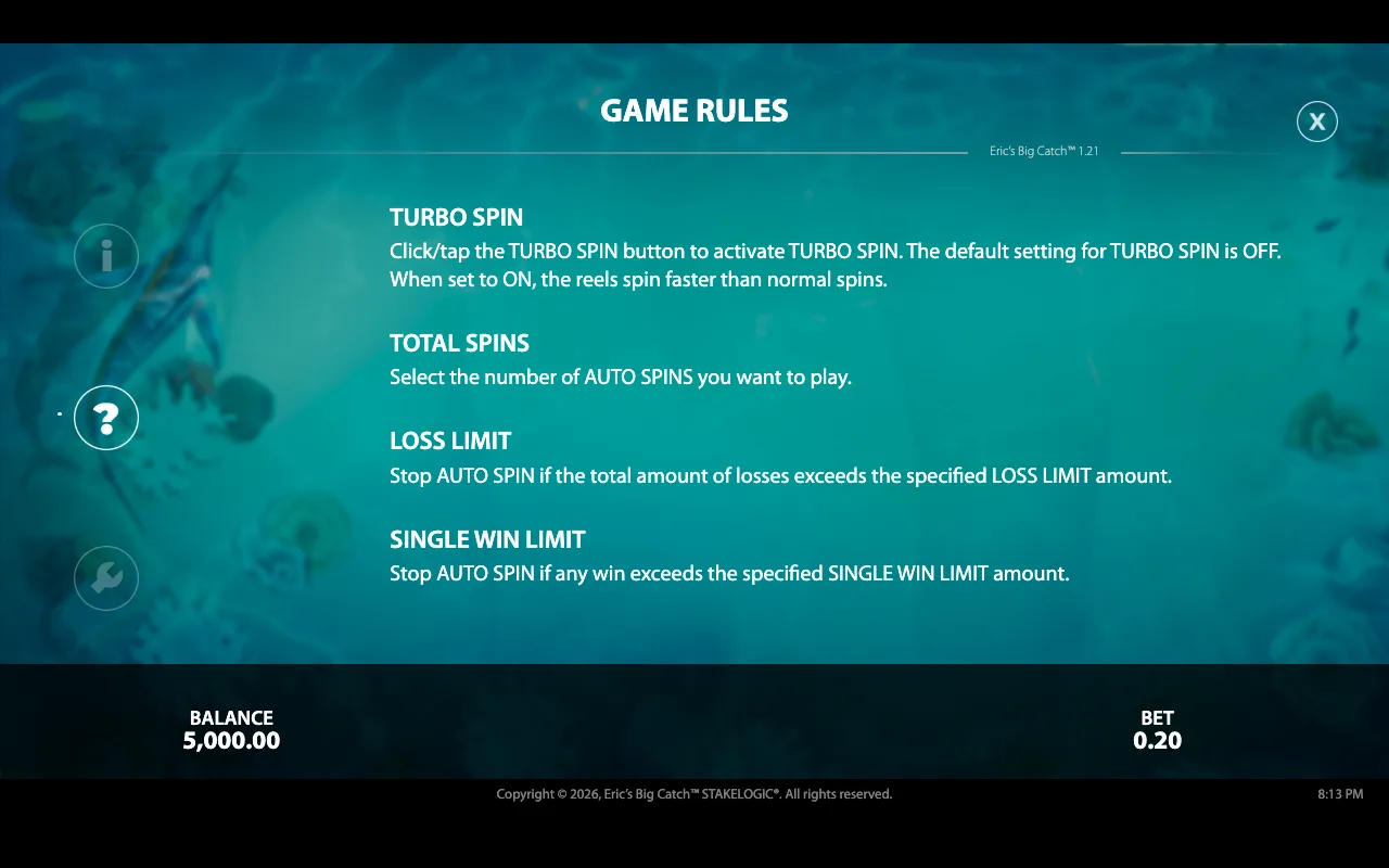 Game rules, page 6 — Erics Big Catch