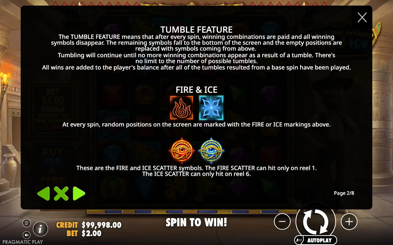 Tumble feature — Escape the Pyramid — Fire & Ice
