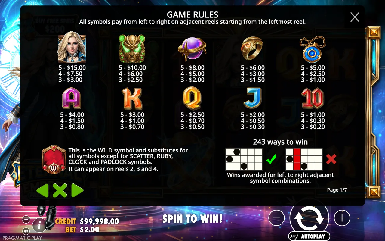 Game rules, page 1 — Eternal Empress Freeze Time