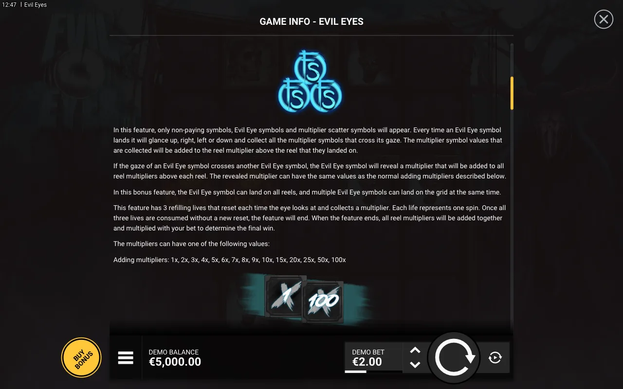 Game rules, page 2 — Evil Eyes