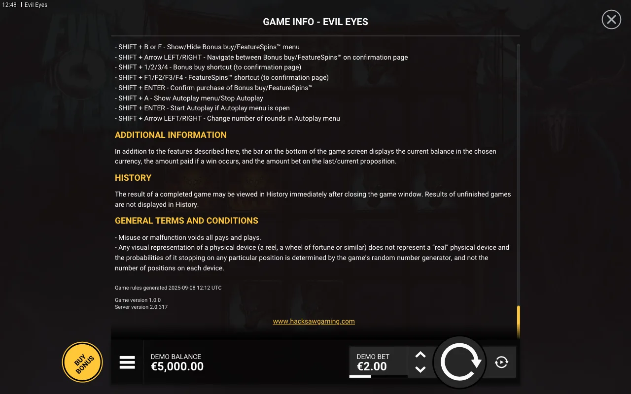 Game rules, page 9 — Evil Eyes