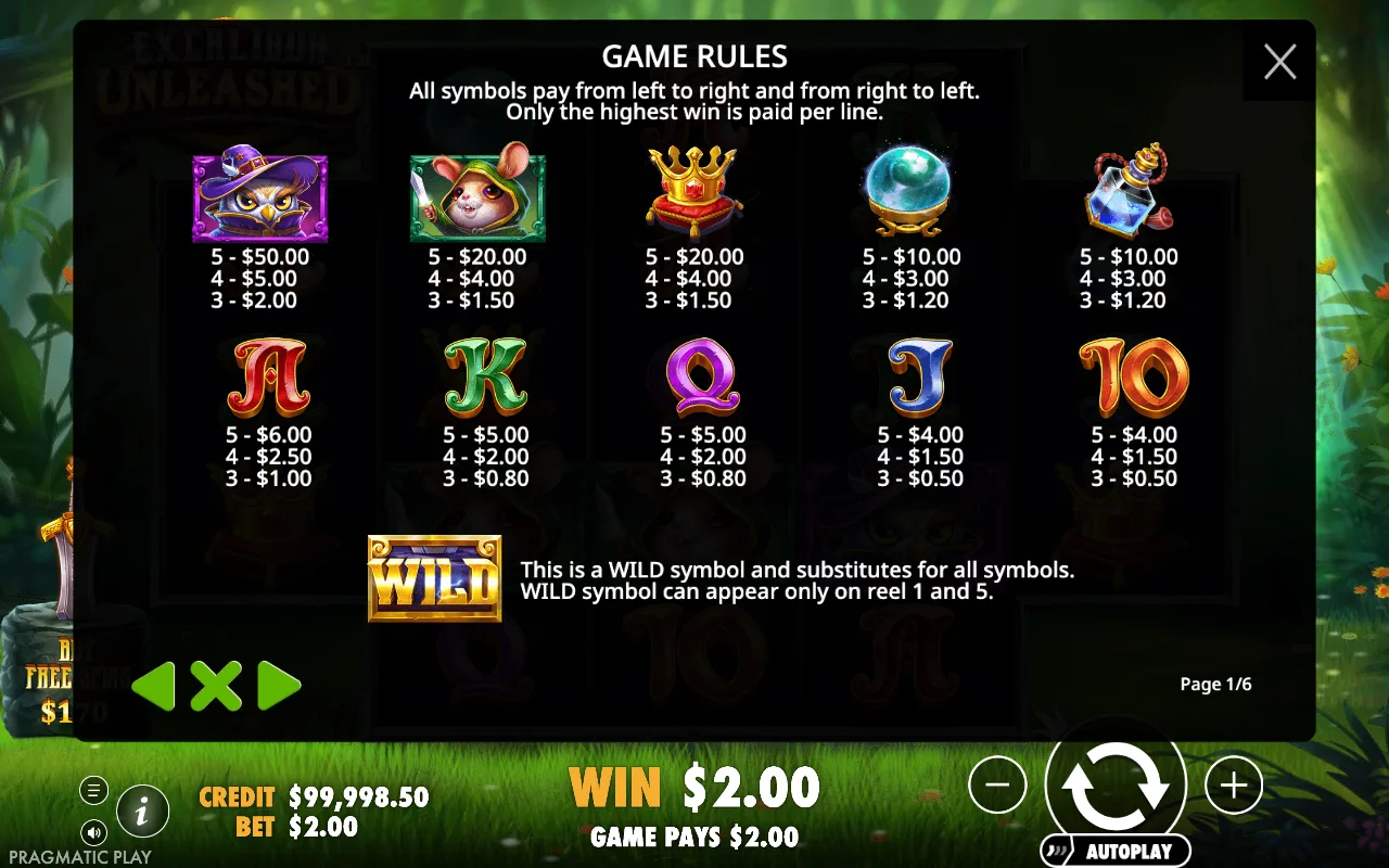 Game rules, page 1 — Excalibur Unleashed