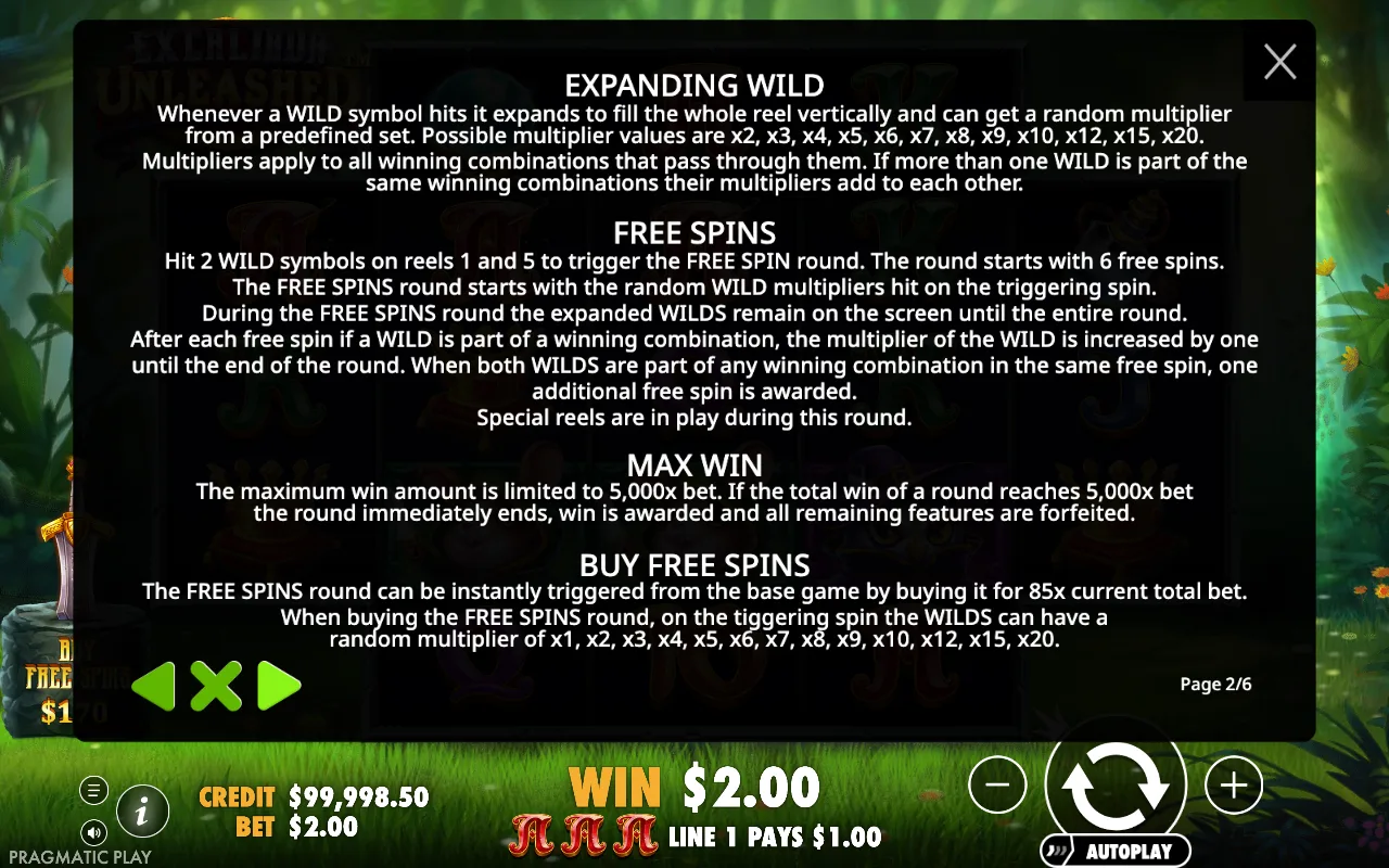 Expanding wild — Excalibur Unleashed