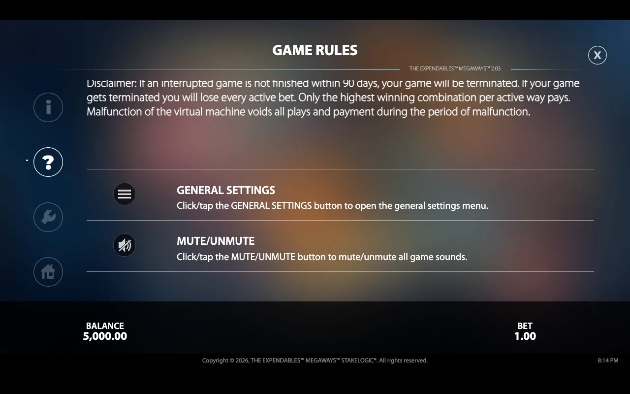 Game rules — Expendables Megaways