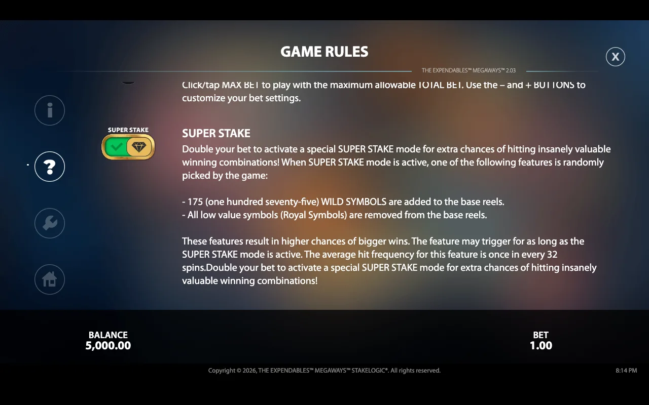 Game rules — Expendables Megaways