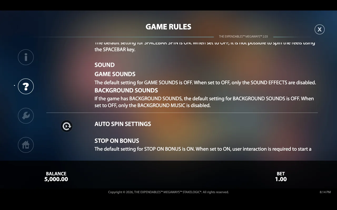 Game rules — Expendables Megaways