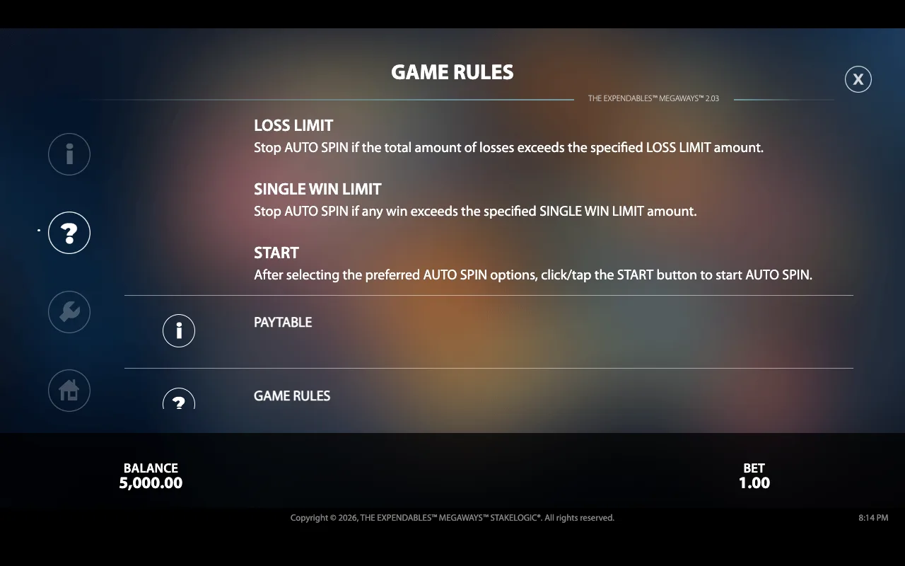 Game rules — Expendables Megaways