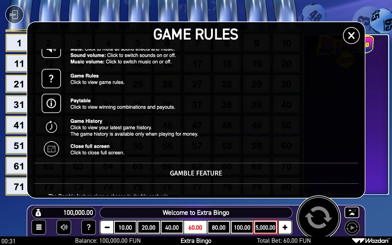 Game rules, page 5 — Extra Bingo