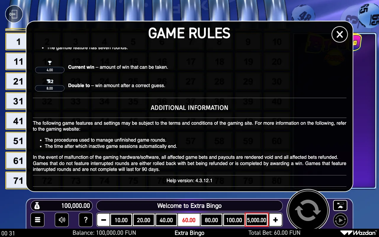 Game rules, page 6 — Extra Bingo