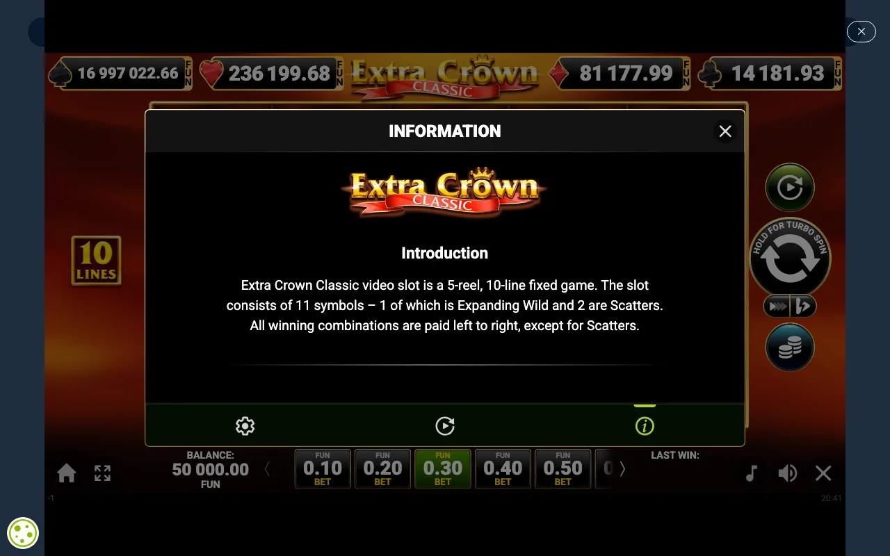 Game rules, page 1 — Extra Crown Classic