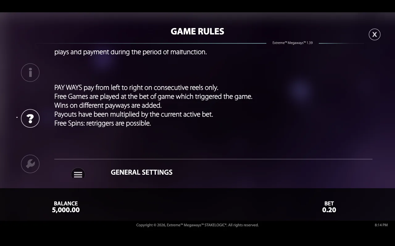 Game rules — Extreme Megaways