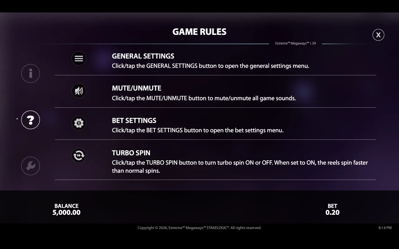 Game rules — Extreme Megaways