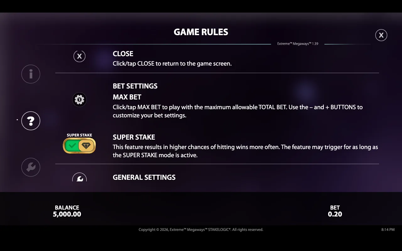 Game rules — Extreme Megaways