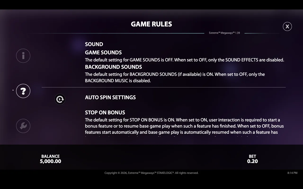 Game rules — Extreme Megaways