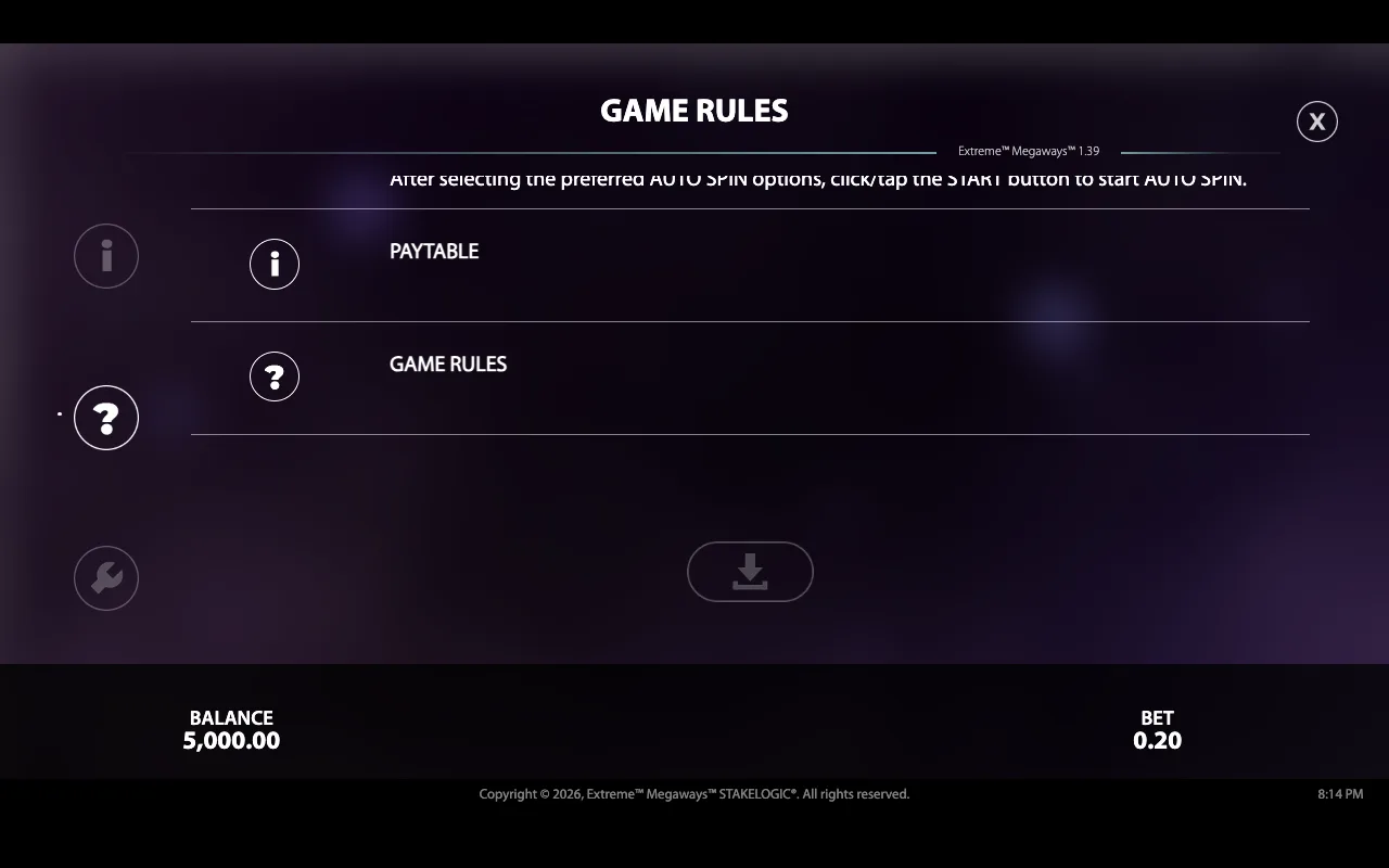 Game rules — Extreme Megaways