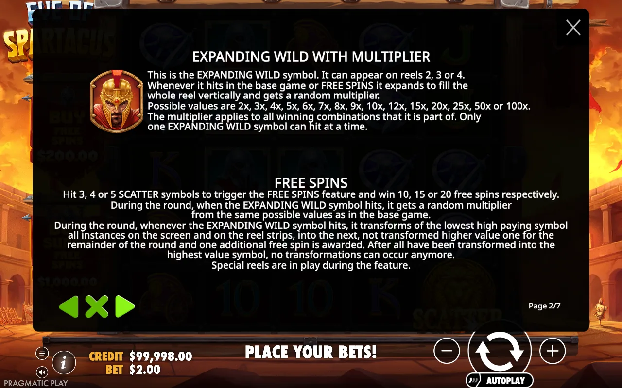 Game rules, page 2 — Eye of Spartacus