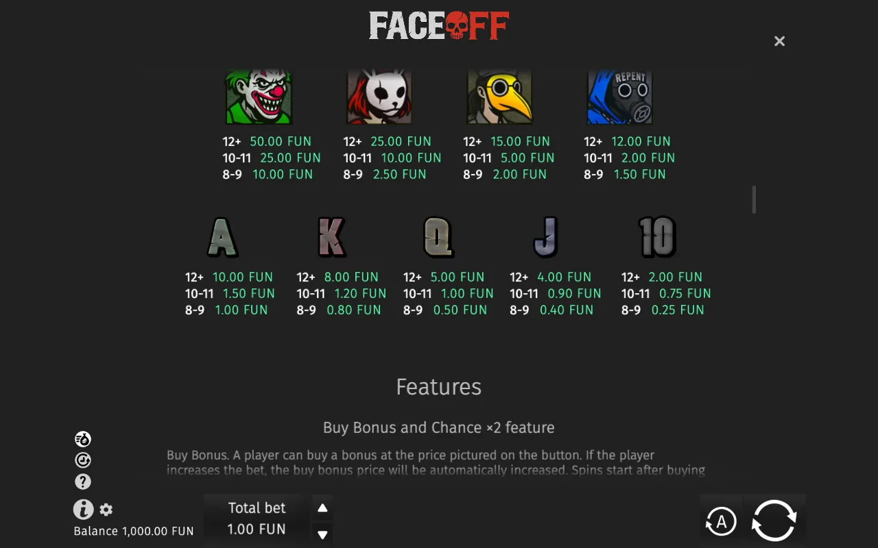 Game rules, page 2 — Face Off