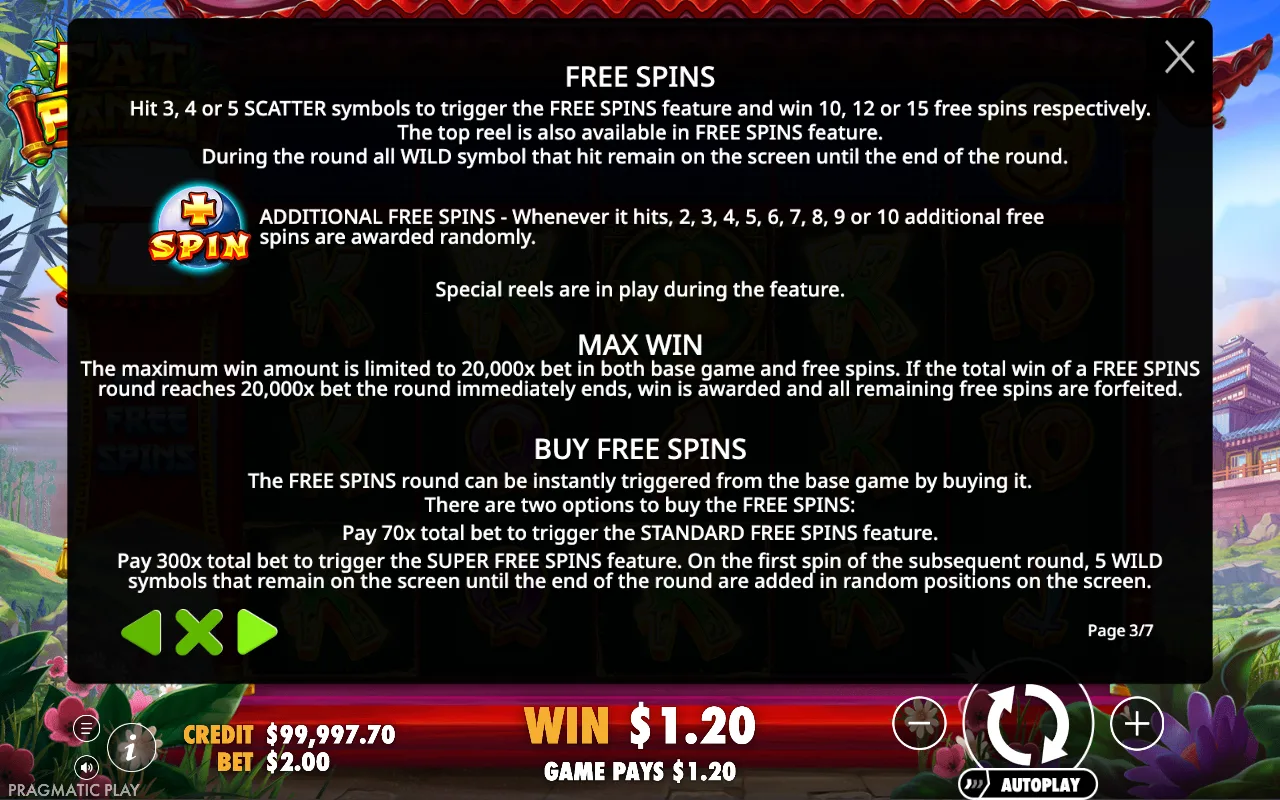 Free spins — Fat Panda