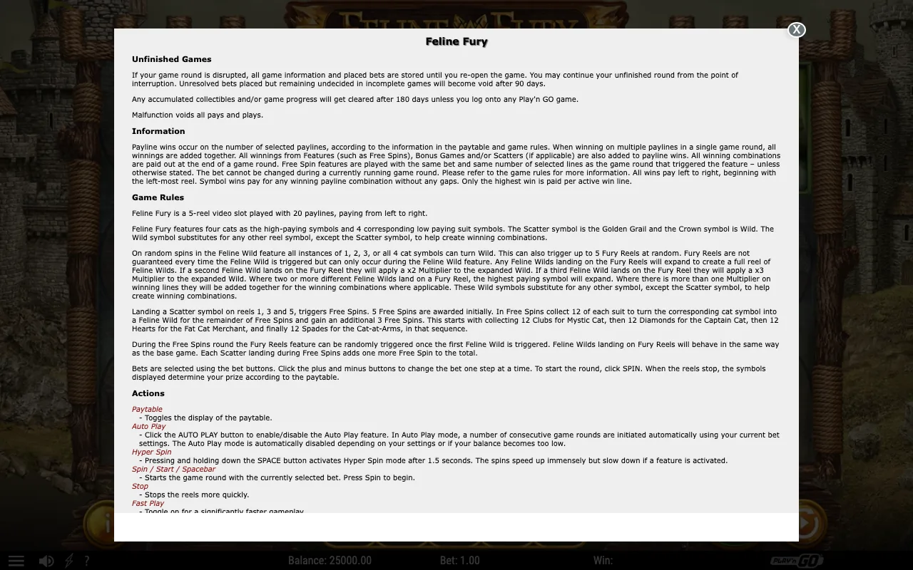 Game rules, page 1 — Feline Fury