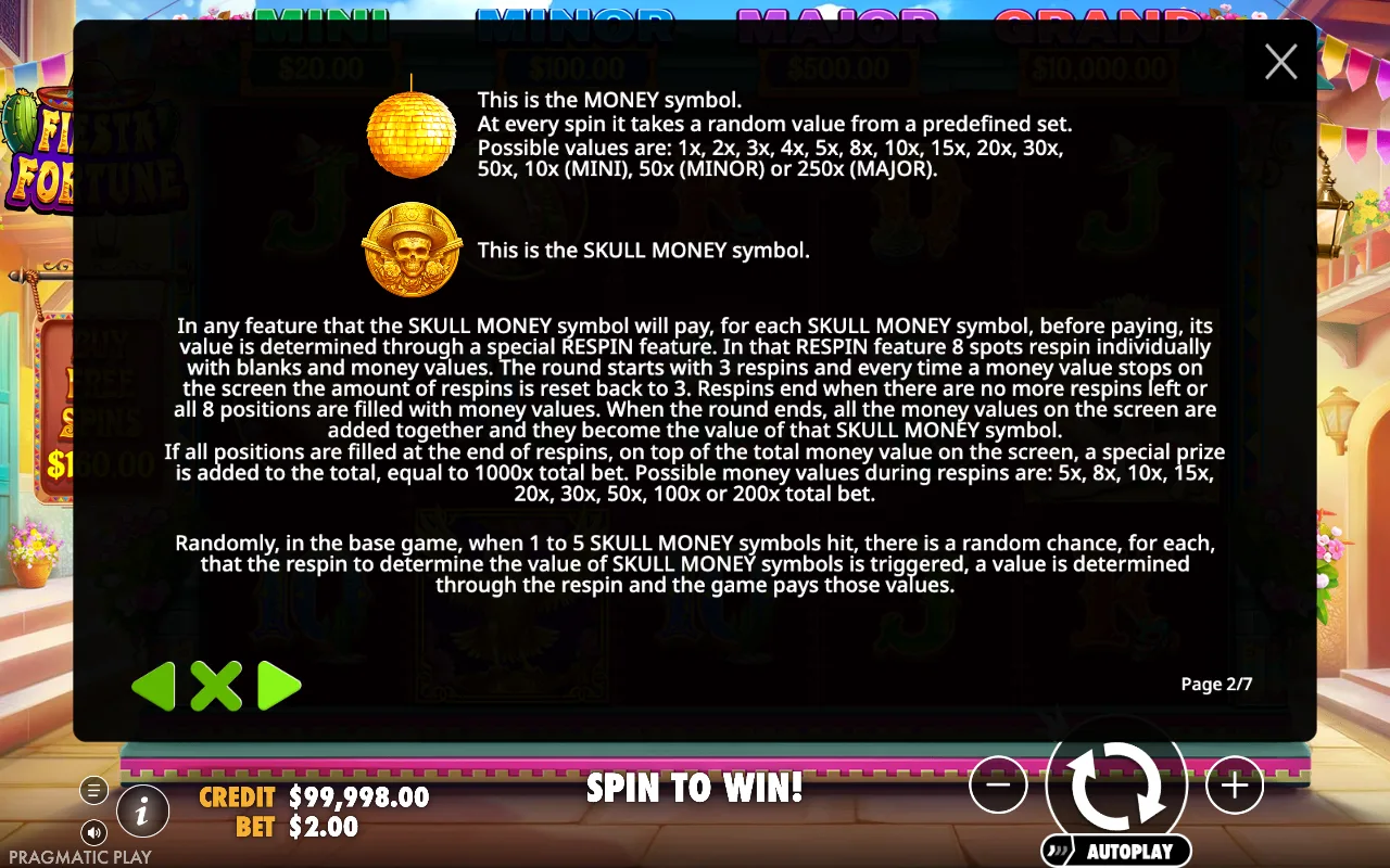 Game rules, page 2 — Fiesta Fortune