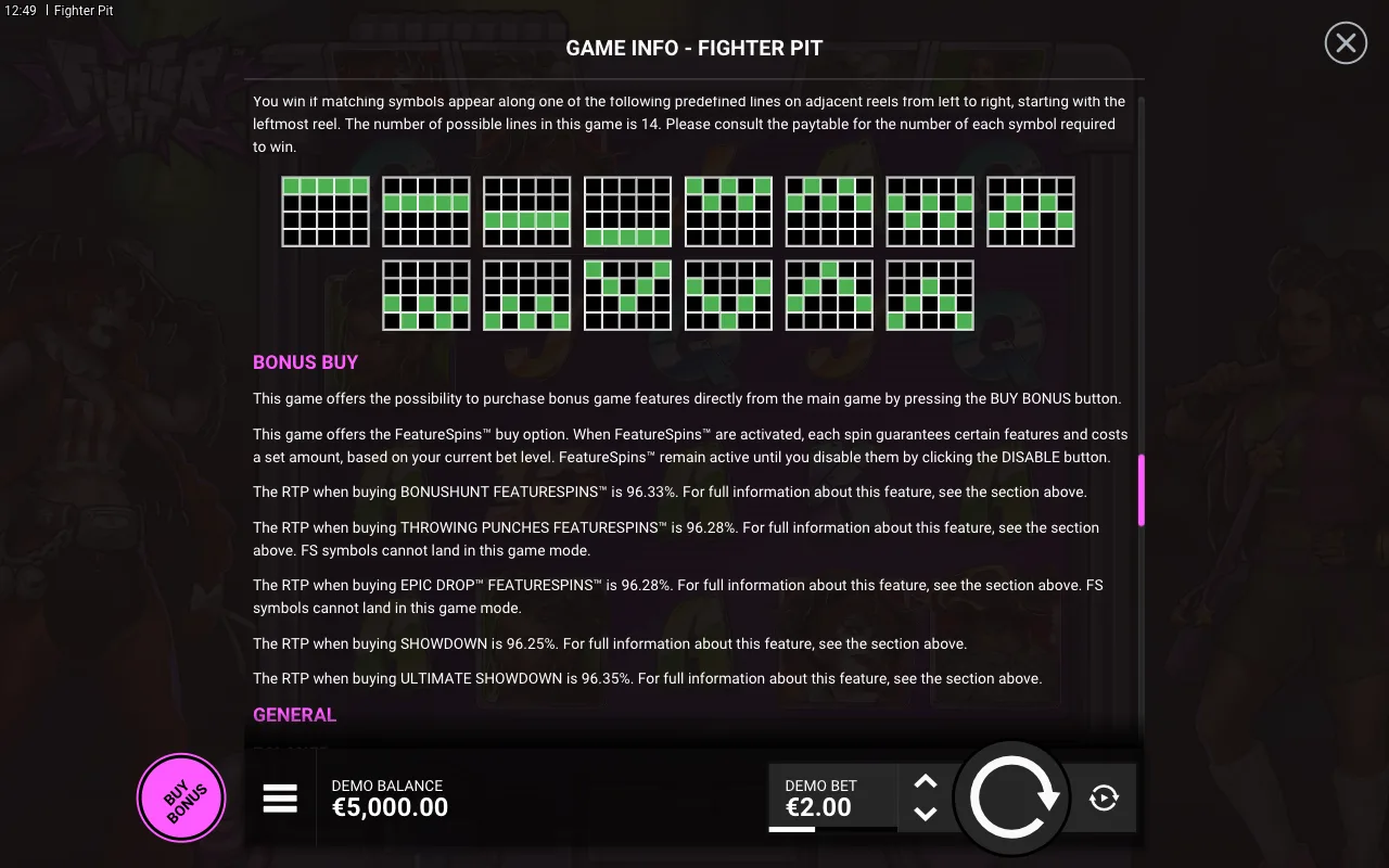 Bonus buy — Fighter Pit