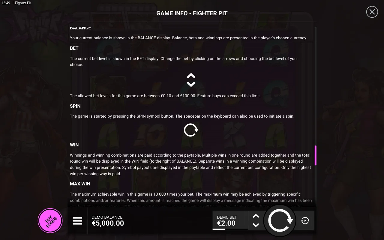 Game rules, page 7 — Fighter Pit