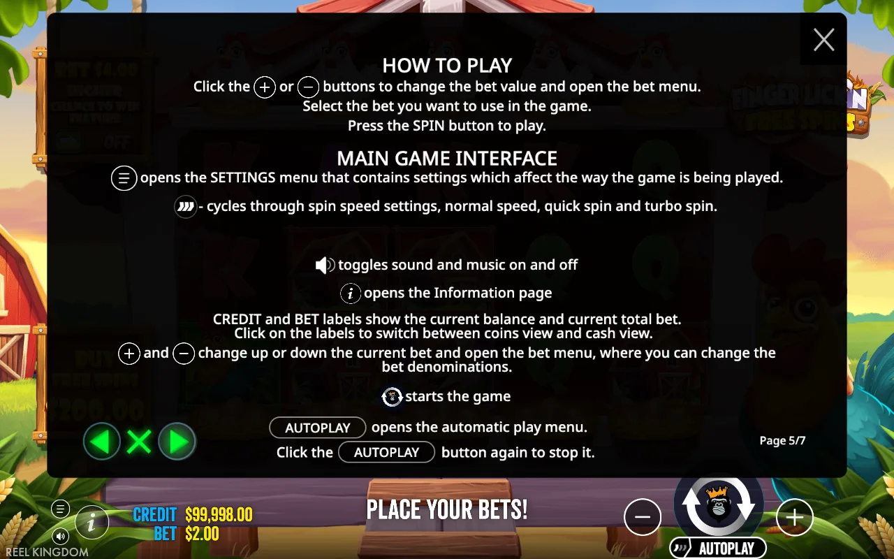 How to play — Finger Lickin' Free Spins