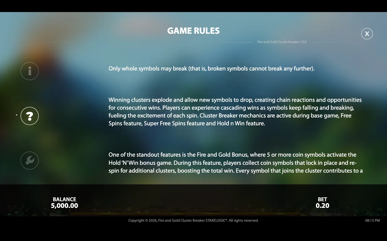Game rules, page 3 — Fire And Gold Cluster Breaker