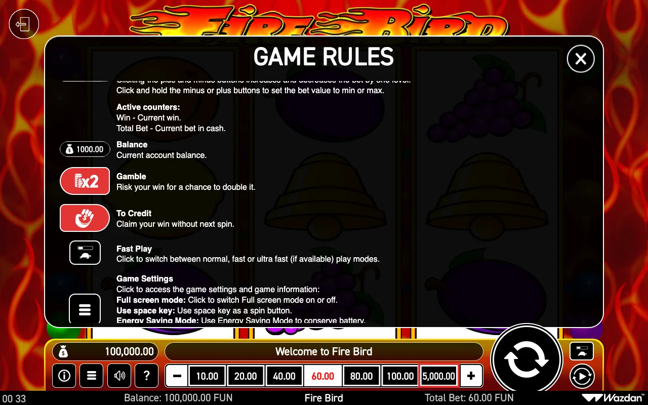Game rules, page 5 — Fire Bird