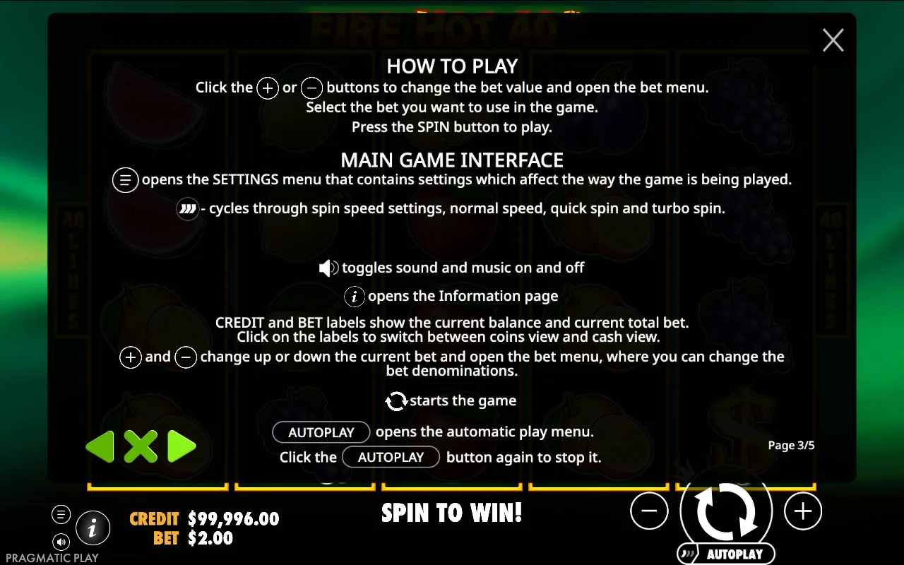 How to play — Fire Hot 40
