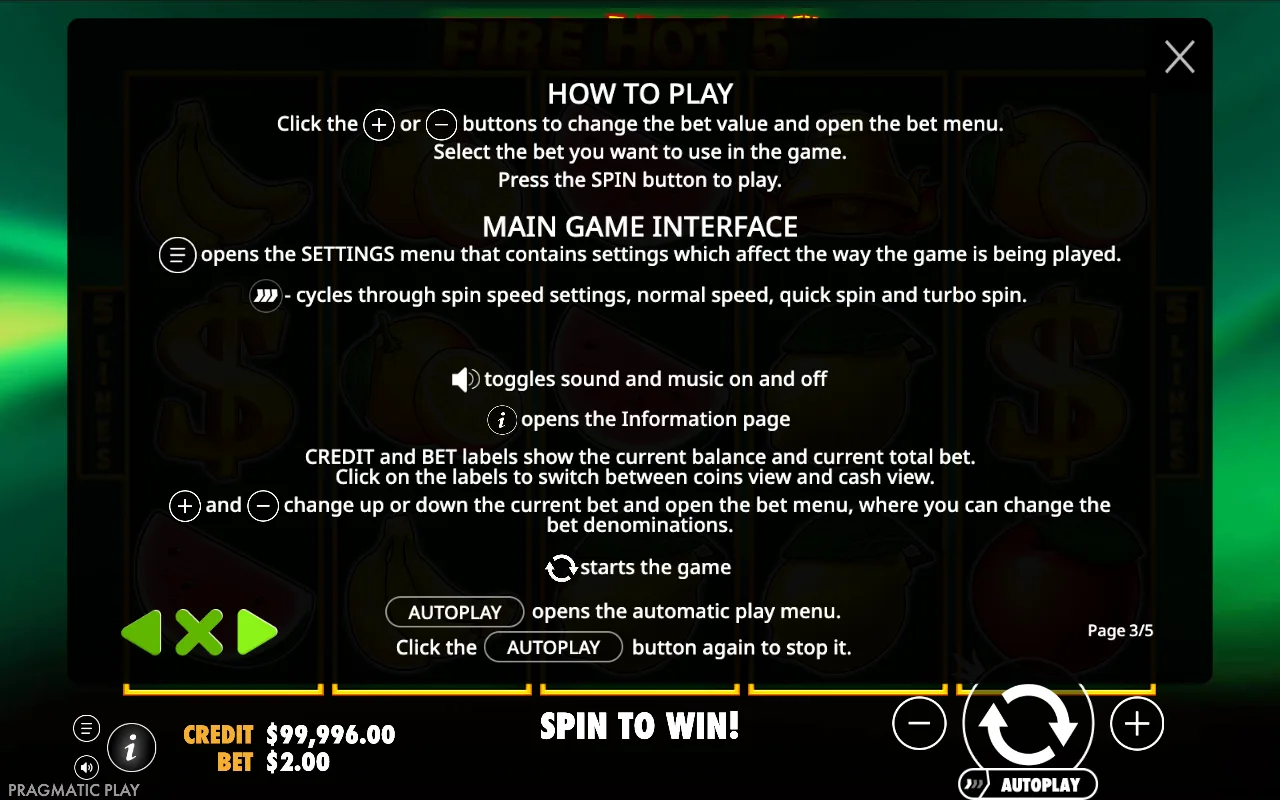 How to play — Fire Hot 5