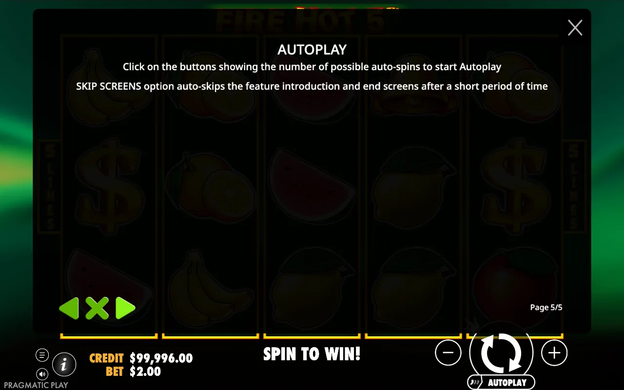 Autoplay — Fire Hot 5