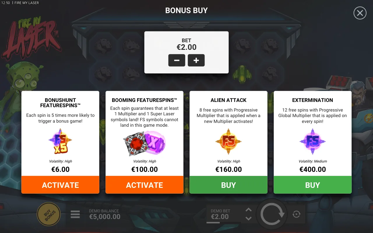 Buying the feature — Fire my Laser