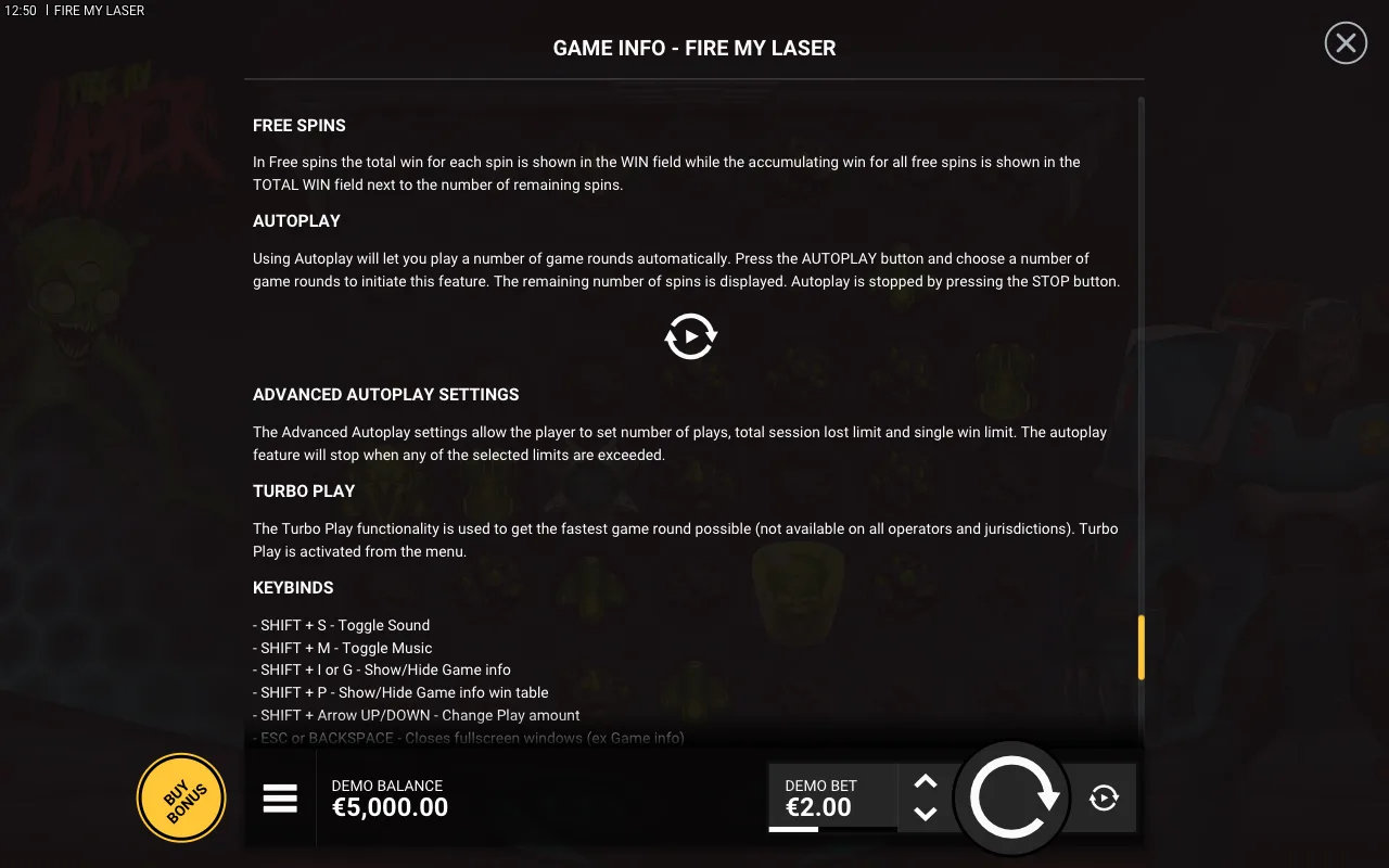 Free spins — Fire my Laser