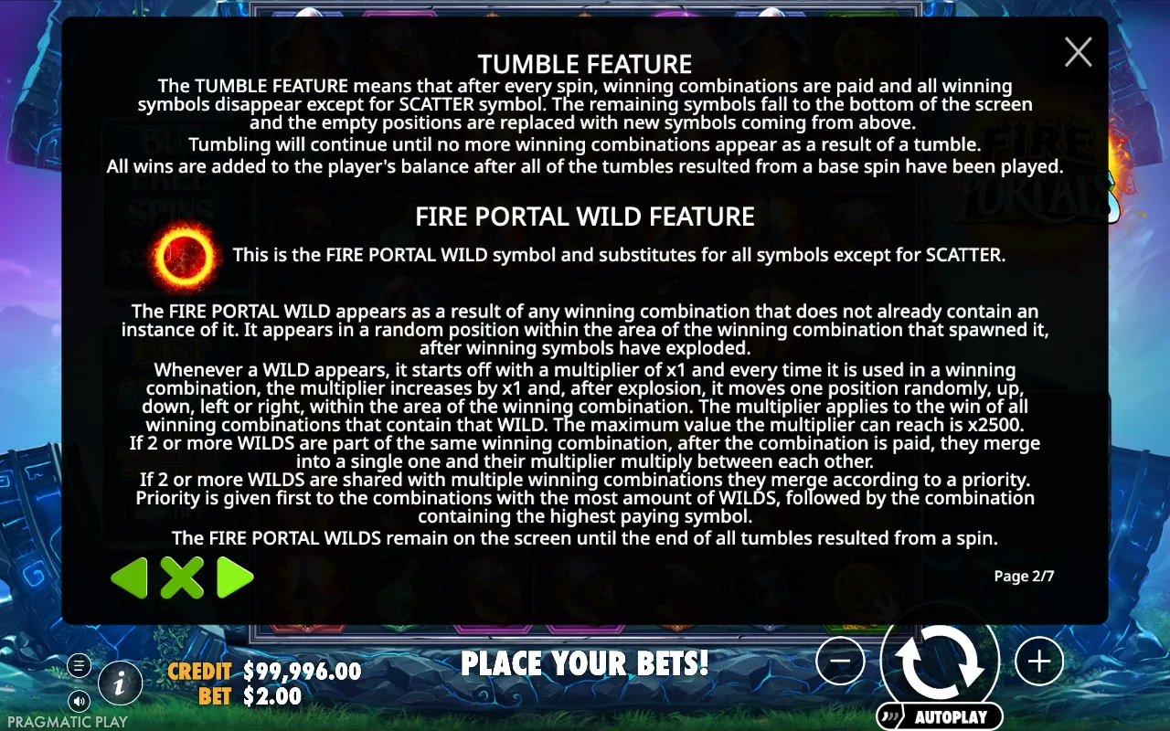 Tumble feature — Fire Portals