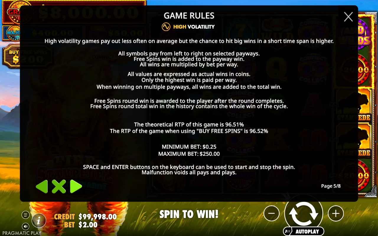 High volatility — Fire Stampede 2