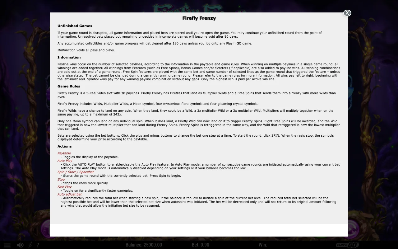 Game rules, page 1 — Firefly Frenzy