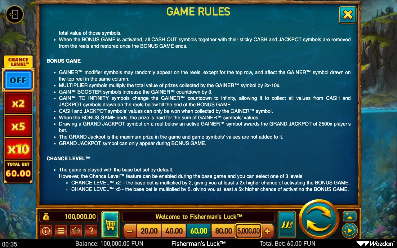 Game rules, page 9 — Fishermans Luck