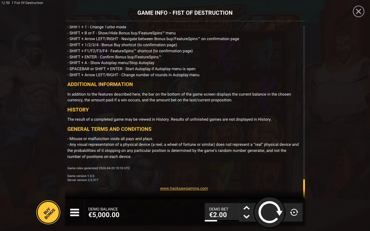Game rules, page 9 — Fist of Destruction