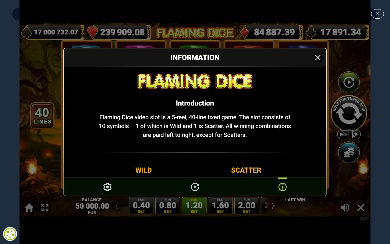Game rules, page 1 — Flaming Dice