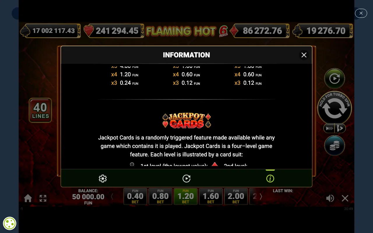 Game rules, page 2 — Flaming Hot 6 Reels