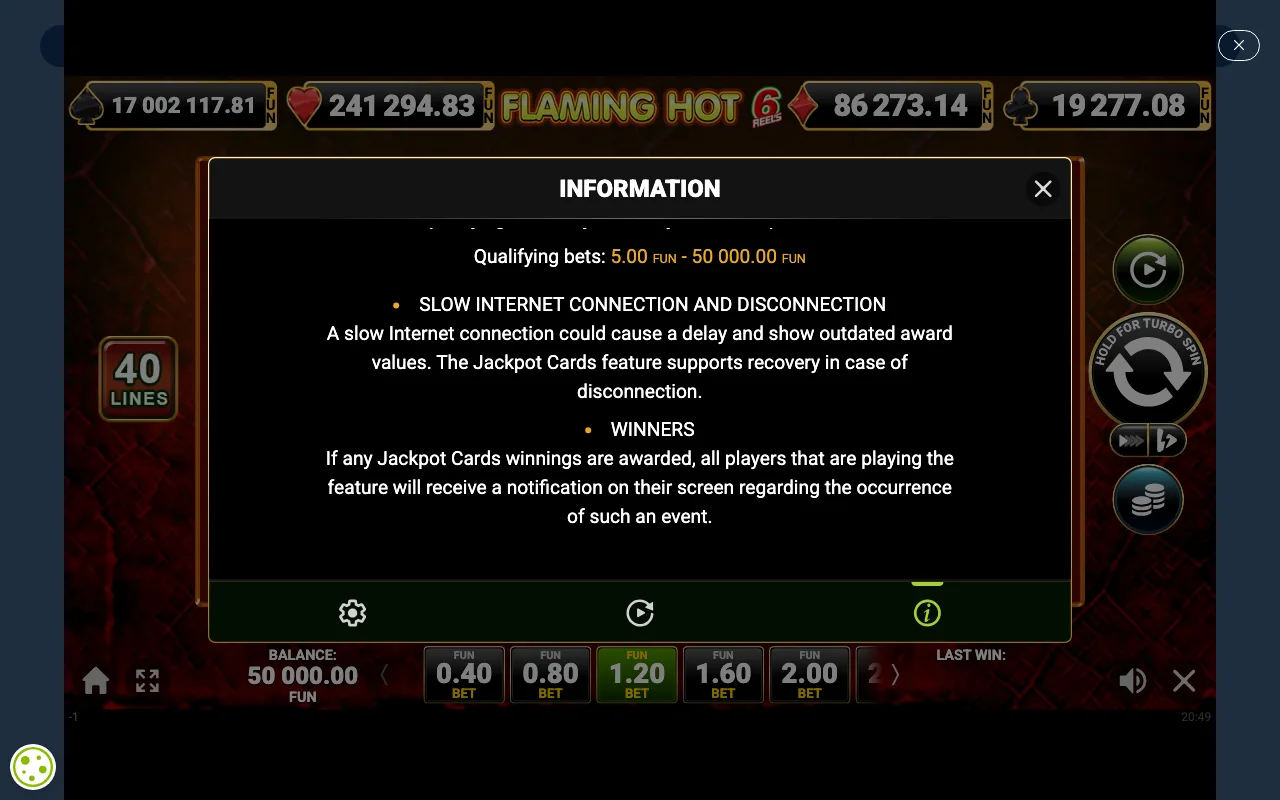 Game rules, page 3 — Flaming Hot 6 Reels