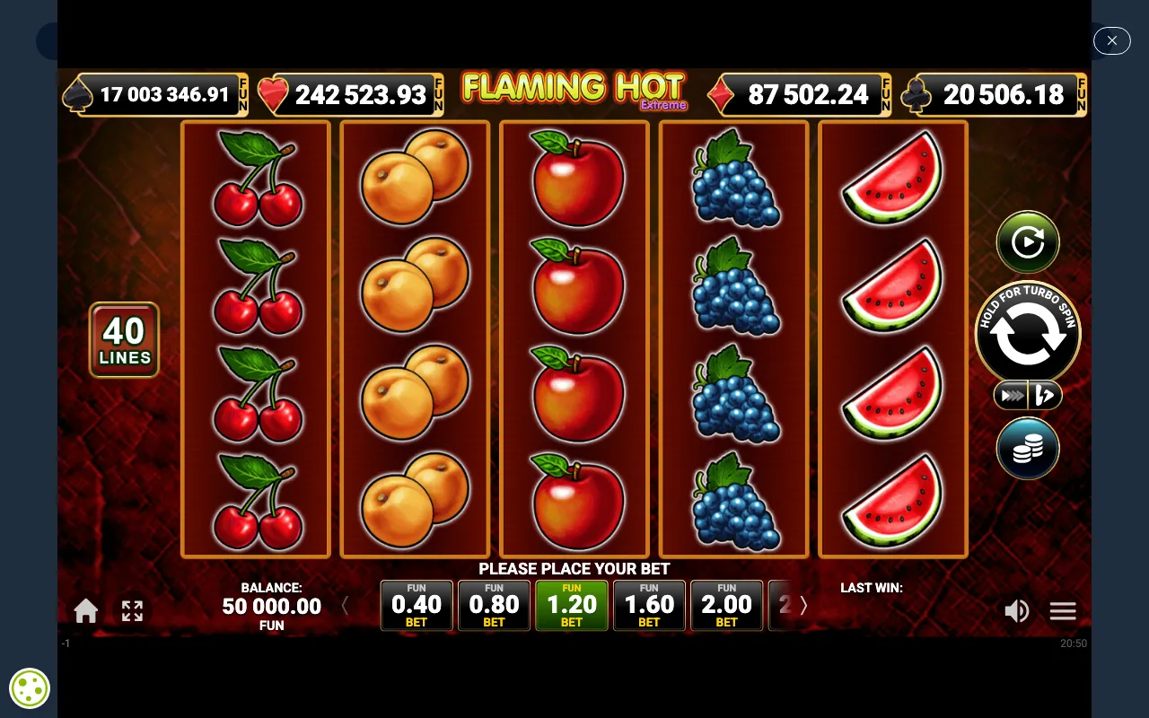 The base game — Flaming Hot Extreme