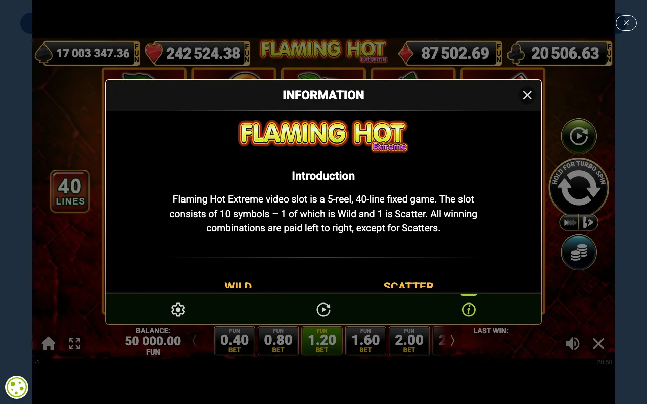 Game rules, page 1 — Flaming Hot Extreme