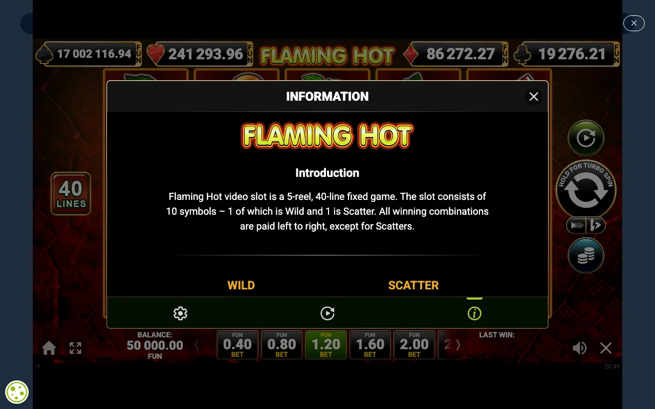 Game rules, page 1 — Flaming Hot