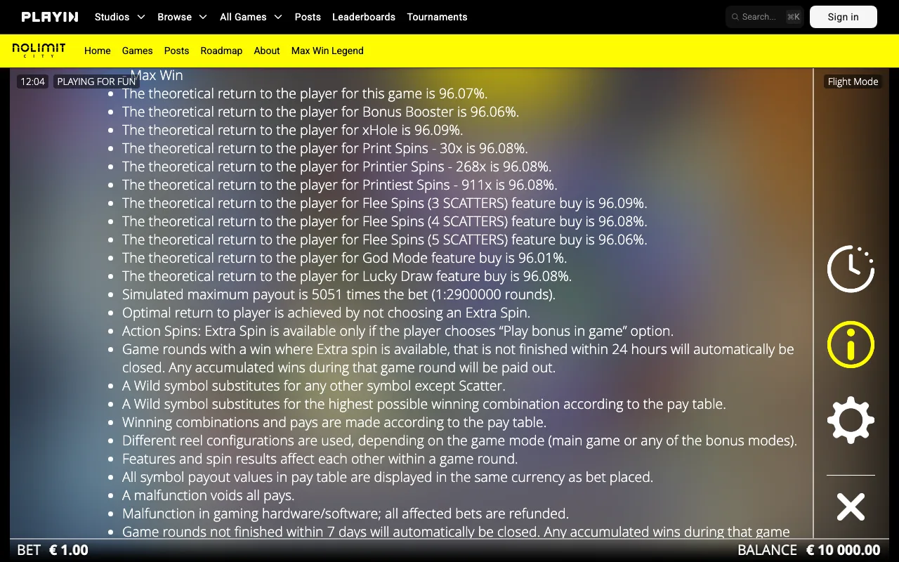 Game rules, page 4 — Flight Mode