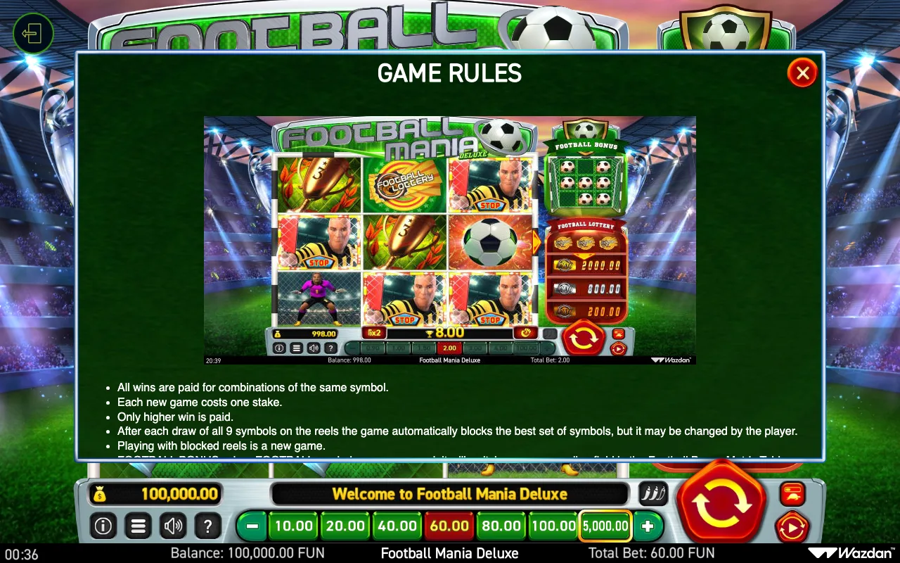 Game rules, page 2 — Football Mania Deluxe