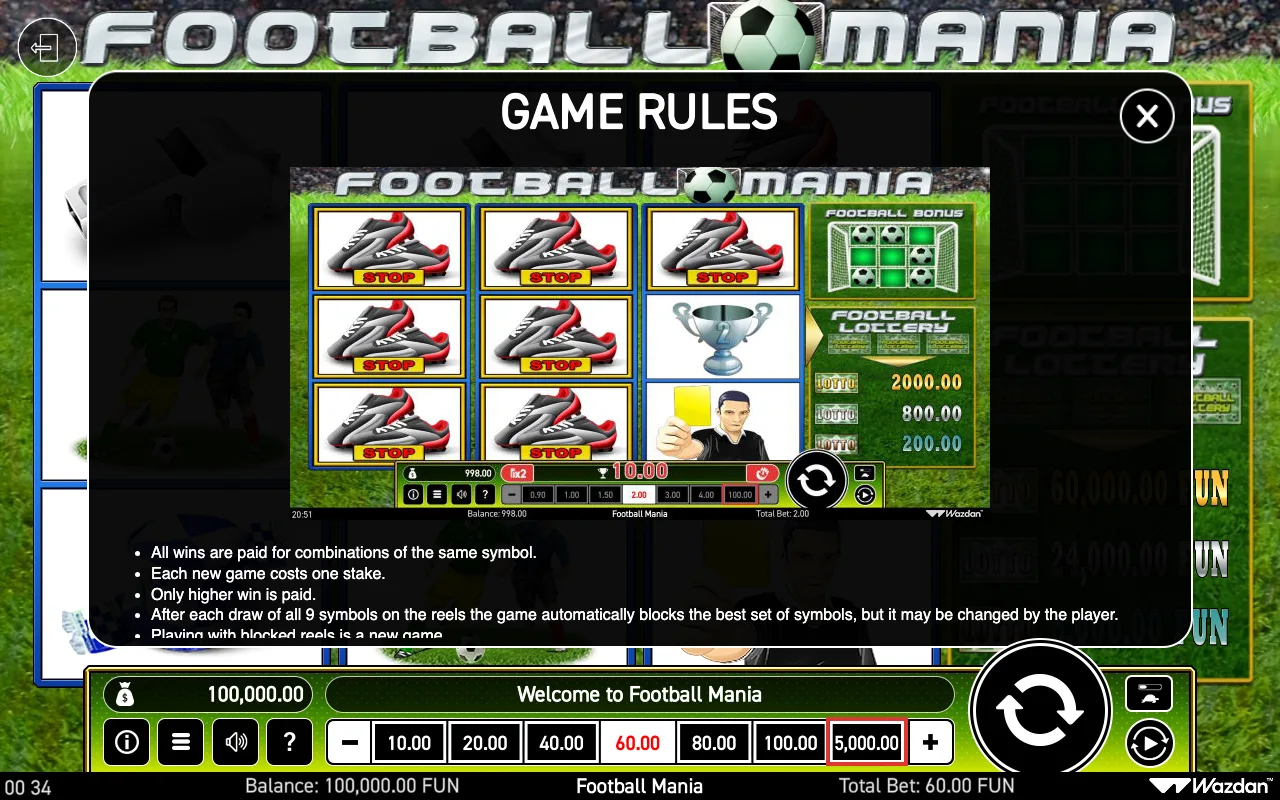 Game rules, page 2 — Football Mania