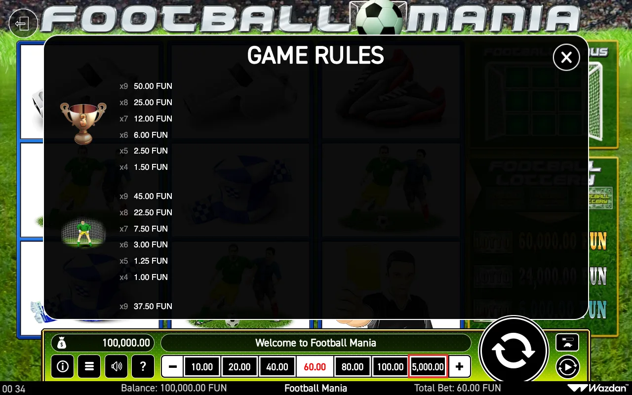 Game rules — Football Mania
